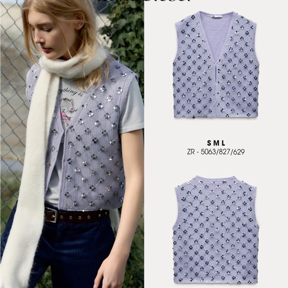 Zara Tops - Zara NWT beaded knit vest top 5063/827